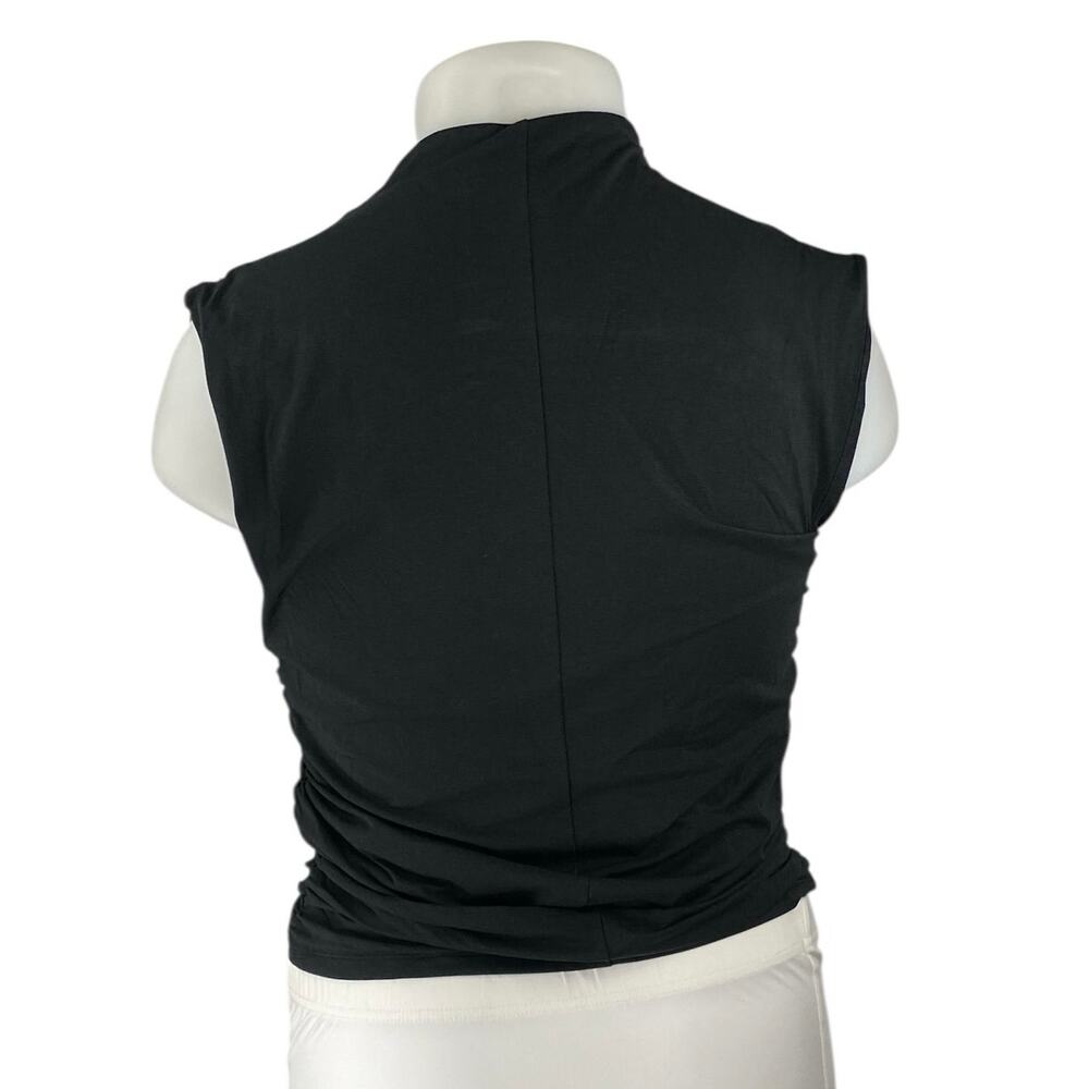 Abercrombie & Fitch Womens Black Sleeveless Ruched Mock Neck Crop Tank Top Sz XL - Picture 3 of 4